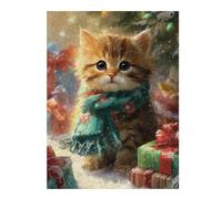 Puzzle pour Adolescents 1000pcs(52x38cm) Christmas Kitten with Presents-1 Puzzles pour Adultes Jouets Anti-Stress Décoration Parfaite Difficile À Compléter 1000pcs(52x38cm)