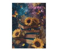Puzzle pour Adolescents 1000pcs(52x38cm) Galactic Book Stack with Sunflowers Puzzle pour Adultes - Jeux Relaxants - Défi Difficile - Aide À Exercer Le Cerveau 1000pcs(52x38cm)