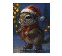 Puzzle pour Adolescents 1000pcs(52x38cm) Pièces De Puzzle Christmas Squirrel on Ice Skates Puzzle pour Adultes - Jouet Anti-Stress - Cadeau d'anniversaire - Difficile À Compléter 1000pcs(52x38cm)