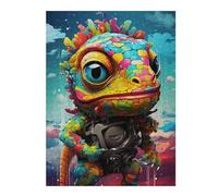Puzzle pour Adolescents 1000pcs(52x38cm) Pièces De Puzzle Colorful Lizard with Mechanical Gear Puzzles pour Adultes Jeux Relaxants Assemblage De Motifs pour Les Jeux 1000pcs(52x38cm)
