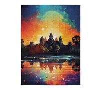 Puzzle pour Adolescents 1000pcs(52x38cm) Pièces De Puzzle Colorful Sunset at Angkor Wat -1 Puzzles pour Adultes Jeux Relaxants Assemblage De Motifs pour Les Jeux 1000pcs(52x38cm)