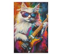 Puzzle pour Adolescents 1000pcs(75x50cm) Colorful Cat Guitar Painting -1 Puzzle pour Adultes - Jeux Relaxants - Défi Difficile - Aide À Exercer Le Cerveau 1000pcs(75x50cm)