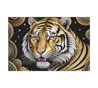 Puzzle pour Adolescents 1000pcs(75x50cm) Golden Tiger Mandala Art Print Puzzles pour Adolescents, Jouets À Monter Soi-même, Anti-Stress, À Offrir en Cadeau À Toute La Famille 1000pcs(75x50cm)