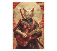 Puzzle pour Adolescents 1000pcs(75x50cm) Samurai Cat Playing Guitar Puzzle pour Adultes - Jeux Relaxants - Défi Difficile - Aide À Exercer Le Cerveau 1000pcs(75x50cm)