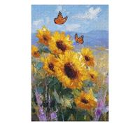 Puzzle pour Adolescents 1000pcs(75x50cm) Sunflower Field with Butterflies-5 Puzzles pour Adultes Jouets Anti-Stress Décoration Parfaite Difficile À Compléter 1000pcs(75x50cm)