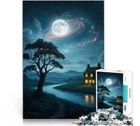 Puzzle pour Adolescents 2000 pièces Chalet de Nuit au Bord de la rivière Jeu Stimulant Cadeau d'anniversaire, Cadeaux, décoration Murale 70x100cm