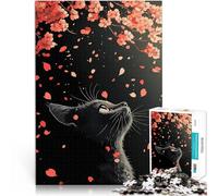 Puzzle pour Adolescents 2000 pièces Chat en Fleurs de Cerisier pour Le Jeu éducatif Challenge Toy Une œuvre d'art 70x100cm