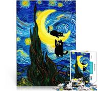 Puzzle pour Adolescents 2000 pièces Chats sur Le Croissant de Lune Impossible Chaque pièce est Unique - Jeu Familial Stimulant et Amusant 70x100cm