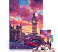 Puzzle pour Adolescents 2000 pièces Coucher de Soleil à Londres Big Ben Casse-tête pour Offrir en Cadeau à Toute la Famille 70x100cm