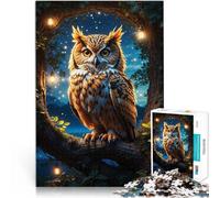 Puzzle pour Adolescents 2000 pièces Hibou perché majestueux dans la Lune Défi Difficile avec Affiche et Feuille de Questions correspondantes 70x100cm