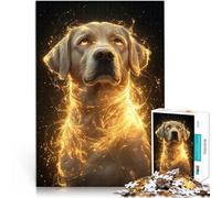 Puzzle pour Adolescents 2000 pièces Labrador Retriever Golden Glow - Mystical Dog Art - Portrait canin enchanté Jeu Pratique décoration Murale 70x100cm