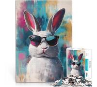 Puzzle pour Adolescents 2000 pièces Lapin Cool avec des Lunettes de Soleil Casse-tête pour Décoration d'intérieur 70x100cm