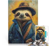 Puzzle pour Adolescents 2000 pièces Paresseux Souriant avec Un Chapeau Jeu Stimulant Jeu éducatif pour Anniversaire, Noël 70x100cm