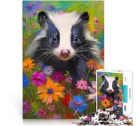 Puzzle pour Adolescents 2000 pièces Peinture de mouffette en Fleurs Impossible Chaque pièce est Unique - Jeu Familial Stimulant et Amusant 70x100cm