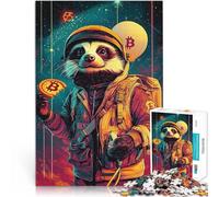 Puzzle pour Adolescents 2000 pièces Space Raccoon avec Bitcoin pour Le Jeu éducatif Challenge Toy Une œuvre d'art 70x100cm