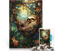 Puzzle pour Adolescents 2000 pièces Vitrail Paresseux Jouets de Jeu pour Cadeau Familial Décoration d'intérieur 70x100cm