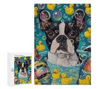 Puzzle pour Adolescents 300 PCS A Boston Terrier Dog Jeux De Puzzle en Famille pour S'amuser en Famille Cadeaux d'anniversaire Et Cadeaux Uniques 300 PCS
