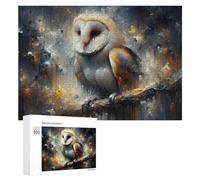 Puzzle pour Adolescents 300 PCS Abstract Painting - Barn Owl Perched on Branch Puzzles pour Adolescents - Jouets Anti-Stress - Assemblage De Motifs - Cadeaux Uniques pour Anniversaire Et Noël 300 PCS