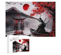 Puzzle pour Adolescents 300 PCS Abstract Samurai MT Fuji Oil Painting Style Puzzle Anti-Stress, Jouet De Décoration Intérieure, Cadeau Unique d'anniversaire Et De Noël 300 PCS