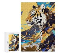 Puzzle pour Adolescents 300 PCS Abstract Tiger Art with Geometric Patterns Puzzle Anti-Stress, Jouet De Décoration Intérieure, Cadeau Unique d'anniversaire Et De Noël 300 PCS