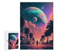 Puzzle pour Adolescents 300 PCS Alien Paradise Street Scene Puzzle pour Adultes - Jeu Manuel - Décoration Murale - Cadeaux Uniques pour Anniversaire Et Noël 300 PCS