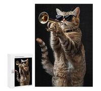 Puzzle pour Adolescents 300 PCS American Shorthair Trumpet Jeux De Puzzle en Famille pour S'amuser en Famille Cadeaux d'anniversaire Et Cadeaux Uniques 300 PCS
