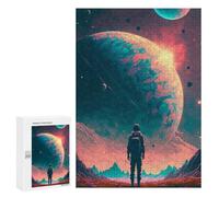 Puzzle pour Adolescents 300 PCS Astronaut Gazing at Planets -5 Puzzle pour Adultes - Jeu Manuel - Décoration Murale - Cadeaux Uniques pour Anniversaire Et Noël 300 PCS