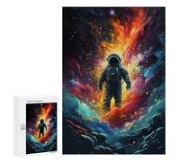 Puzzle pour Adolescents 300 PCS Astronaut in Cosmic Flames Puzzle pour Adultes - Jeu Manuel - Décoration Murale - Cadeaux Uniques pour Anniversaire Et Noël 300 PCS