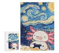 Puzzle pour Adolescents 300 PCS Axolotl Gaming Starry Night Jeux De Puzzle en Famille pour S'amuser en Famille Cadeaux d'anniversaire Et Cadeaux Uniques 300 PCS