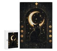 Puzzle pour Adolescents 300 PCS Black Cat Moonlit Window Puzzle pour Adultes Jeux De Détente Décoration Parfaite Cadeaux d'anniversaire Et Cadeaux Uniques 300 PCS