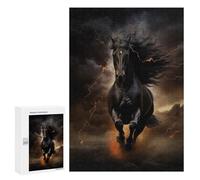 Puzzle pour Adolescents 300 PCS Black Horse Galloping Puzzle Anti-Stress, Jouet De Décoration Intérieure, Cadeau Unique d'anniversaire Et De Noël 300 PCS