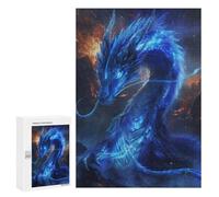 Puzzle pour Adolescents 300 PCS Blue Dragon Flame Puzzles pour Adolescents - Jouets Anti-Stress - Améliore La Mémoire - Idéal comme Cadeau 300 PCS