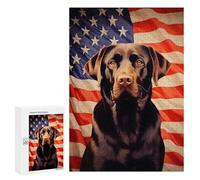 Puzzle pour Adolescents 300 PCS Chocolate Labrador and American Flag Puzzle pour Adultes Jeux Relaxants, Amusants Et Humoristiques Cadeaux d'anniversaire Et De Noël Uniques 300 PCS