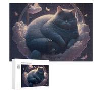 Puzzle pour Adolescents 300 PCS Cloud-Cradled Dreams A Feline Fantasy Puzzle pour Adultes - Jeu Manuel - Décoration Murale - Cadeaux Uniques pour Anniversaire Et Noël 300 PCS