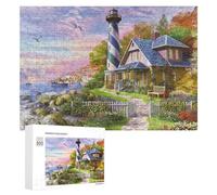 Puzzle pour Adolescents 300 PCS Coastal Lighthouse Serenity Puzzle Puzzle pour Adultes - Jeu Manuel - Décoration Murale - Cadeaux Uniques pour Anniversaire Et Noël 300 PCS