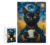 Puzzle pour Adolescents 300 PCS Coffee Cat Drinking Coffee Puzzle pour Adultes - Jeux Relaxants - Décoration Intérieure - Cadeaux Uniques d'anniversaire Et De Noël 300 PCS