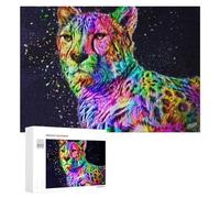 Puzzle pour Adolescents 300 PCS Colorful Abstract Leopard Artwork Puzzle pour Adultes - Jeu Manuel - Décoration Murale - Cadeaux Uniques pour Anniversaire Et Noël 300 PCS