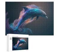 Puzzle pour Adolescents 300 PCS Colorful Cosmic Dolphin Dance Puzzle pour Adultes - Jeu Manuel - Décoration Murale - Cadeaux Uniques pour Anniversaire Et Noël 300 PCS