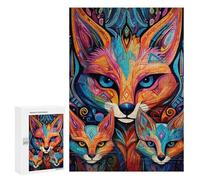 Puzzle pour Adolescents 300 PCS Colorful Foxes Abstract Art Puzzle pour Adultes - Jouet À Monter Soi-même - Défi Difficile - Cadeaux De Noël Et d'anniversaire 300 PCS