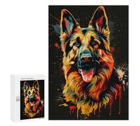 Puzzle pour Adolescents 300 PCS Colorful German Shepherd Art Print-5 Puzzles pour Adultes Découpe De Précision Stimule Le Cerveau Jeu Amusant Et Stimulant pour Toute La Famille 300 PCS