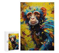 Puzzle pour Adolescents 300 PCS Colorful Monkey with Butterflies Puzzle pour Adultes - Jouet À Monter Soi-même - Défi Difficile - Cadeaux De Noël Et d'anniversaire 300 PCS
