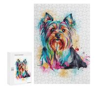 Puzzle pour Adolescents 300 PCS Colorful Yorkshire Terrier Puzzle Anti-Stress, Jouet De Décoration Intérieure, Cadeau Unique d'anniversaire Et De Noël 300 PCS