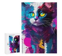 Puzzle pour Adolescents 300 PCS Cute Cat Abstract CMYK Puzzle pour Adultes Jeux Relaxants, Amusants Et Humoristiques Cadeaux d'anniversaire Et De Noël Uniques 300 PCS