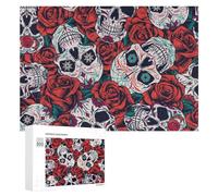 Puzzle pour Adolescents 300 PCS Day of The Dead Sugar Skulls Puzzle pour Adultes - Jouet À Monter Soi-même - Défi Difficile - Cadeaux De Noël Et d'anniversaire 300 PCS