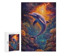 Puzzle pour Adolescents 300 PCS Dolphin in Space Puzzles pour Adolescents - Jouets Anti-Stress - Améliore La Mémoire - Idéal comme Cadeau 300 PCS
