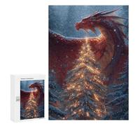 Puzzle pour Adolescents 300 PCS Dragon Christmas Tree Lights Puzzles pour Adultes Découpe De Précision Stimule Le Cerveau Jeu Amusant Et Stimulant pour Toute La Famille 300 PCS