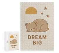 Puzzle pour Adolescents 300 PCS Dream Big Sleeping Bear Nursery Puzzle Anti-Stress, Jouet De Décoration Intérieure, Cadeau Unique d'anniversaire Et De Noël 300 PCS