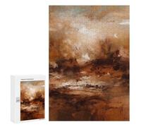 Puzzle Pour Adolescents 300 PCS Earthbound Horizons - Abstract Expressionist Landscape in Warm Brown And Beige Puzzle Pour Adultes Jeux Relaxants, Amusants Et Humoristiques Cadeaux D'anniversaire Uniq