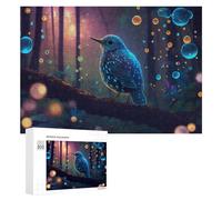 Puzzle pour Adolescents 300 PCS Enchanted Forest with Glowing Bird Puzzle pour Adultes Jeux Relaxants pour Améliorer La Mémoire Cadeaux d'anniversaire Et De Noël Uniques 300 PCS