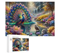 Puzzle pour Adolescents 300 PCS Enchanted Forest with Peacock and Owls Casse-tête pour Adultes Jeux Familiaux Analyse Et Logique Activités Ludiques À La Maison 300 PCS